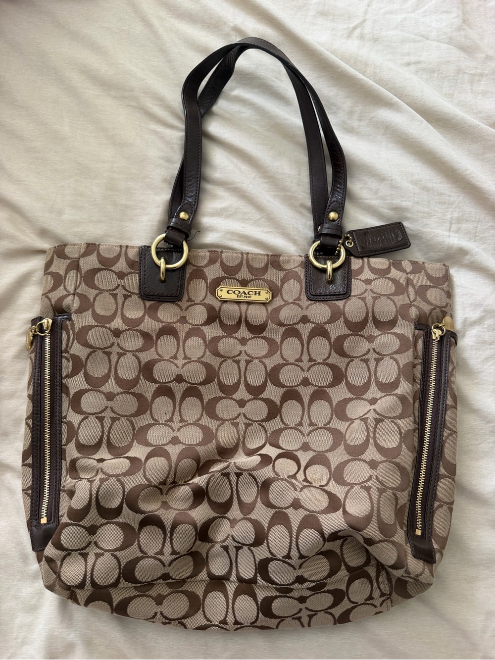 Coach Signature Canvas Tote Bag in Brown
